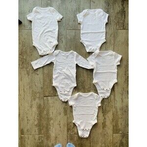 Baby Gap Old Navy Carter's Lot Set of 5 White Bodysuit Romper One-Piece 3-6M EUC